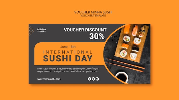 Modello del buono per la giornata internazionale del sushi