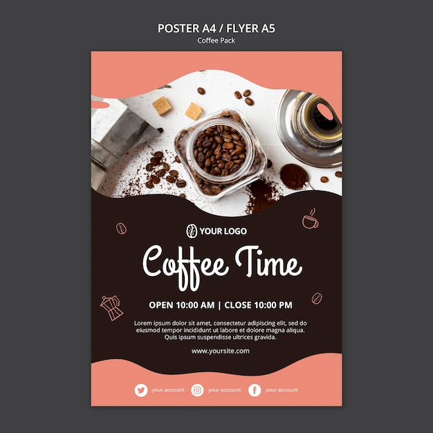 Modello del manifesto con il concetto del caffè