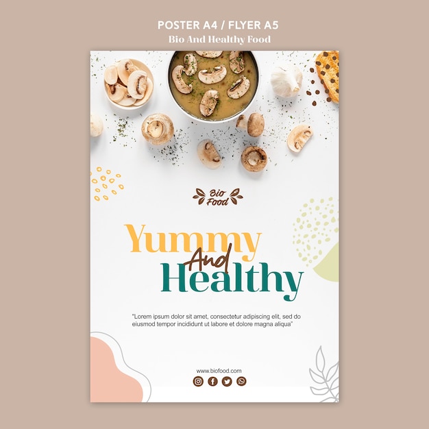 Modello del manifesto con il concetto di cibo sano