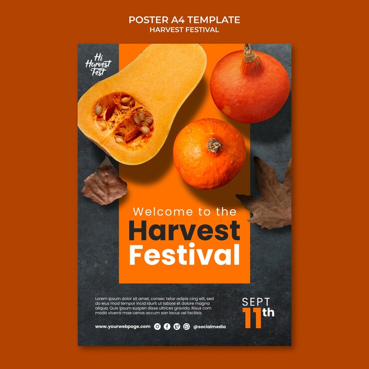 PSD gratuito modello del manifesto del festival del raccolto