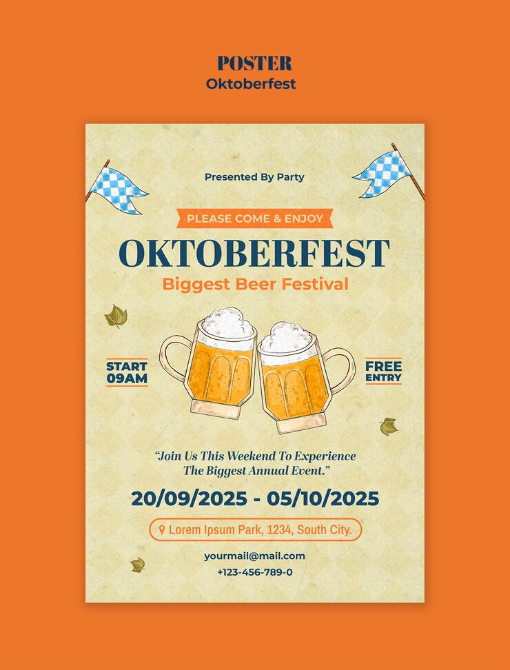 PSD gratuito modello del manifesto del festival della birra dell'oktoberfest