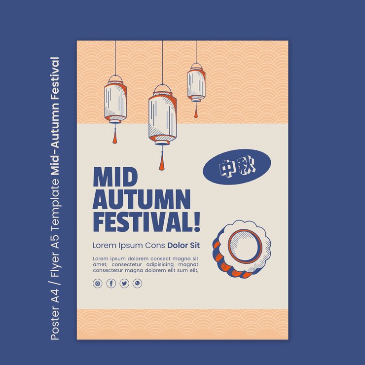 PSD gratuito modello del manifesto del festival di metà autunno