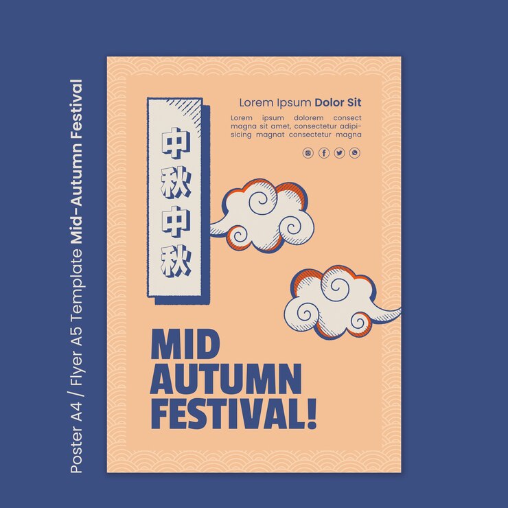 PSD gratuito modello del manifesto del festival di metà autunno