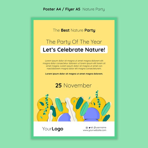 Modello del manifesto del partito della natura disegnato a mano