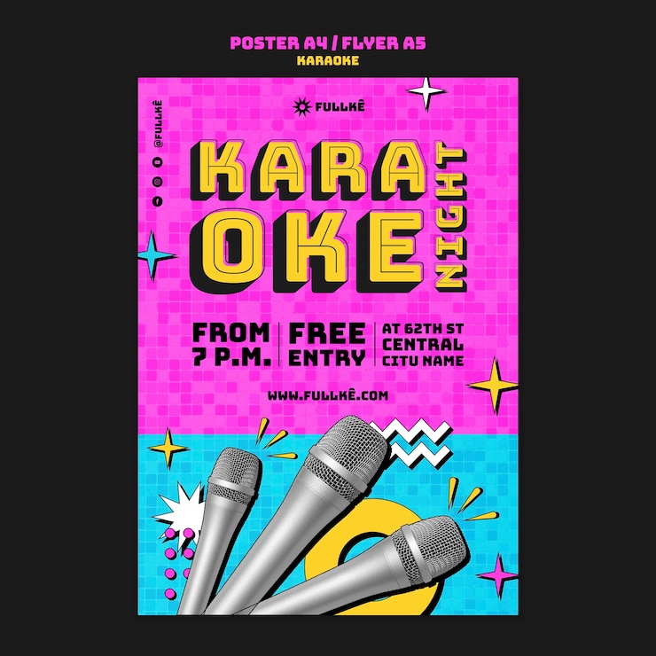 PSD gratuito modello del manifesto del partito di karaoke
