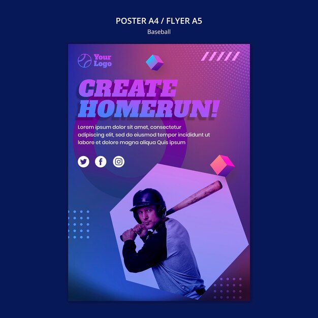 Modello del manifesto dell'annuncio di addestramento di baseball