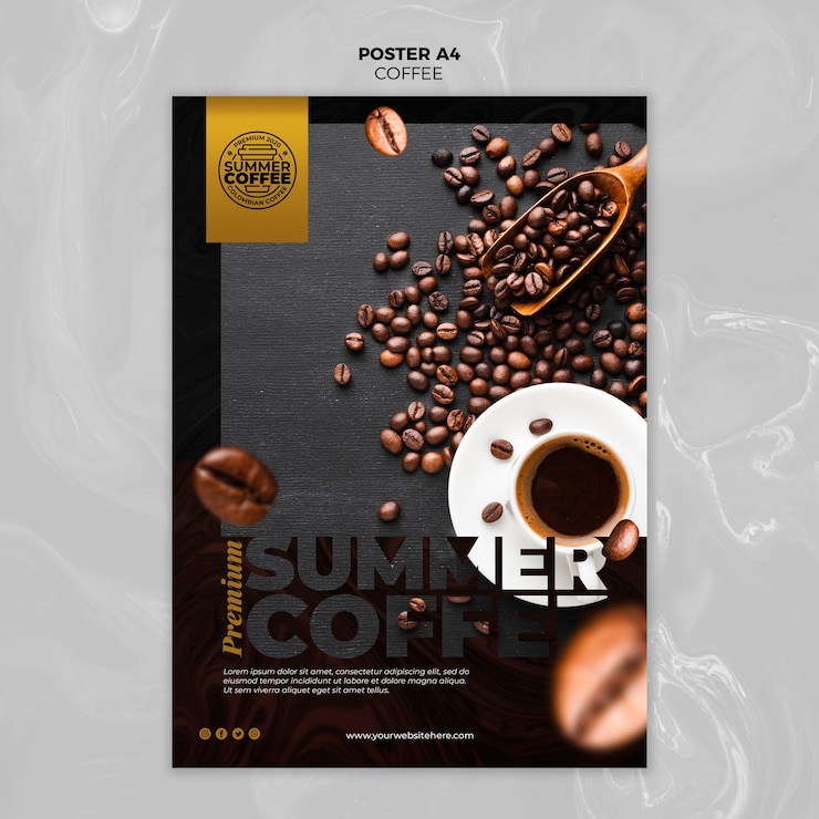 PSD gratuito modello del manifesto della caffetteria