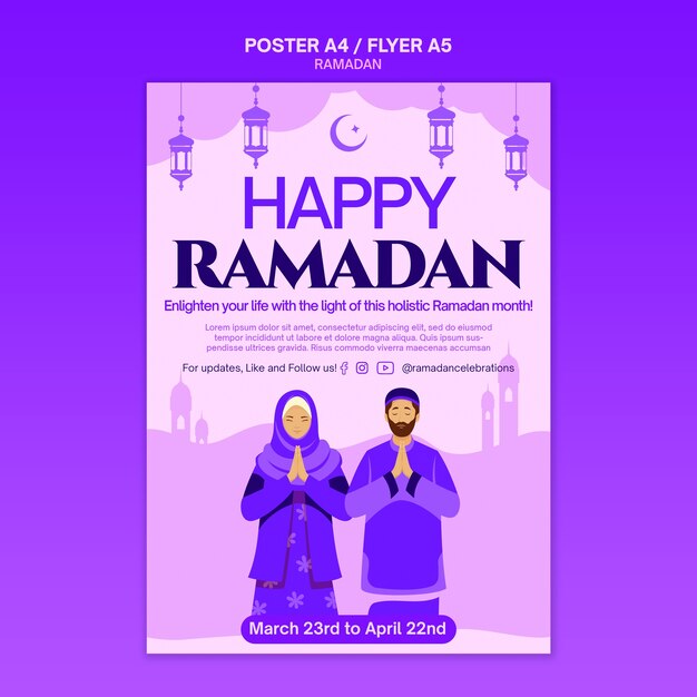 Modello del manifesto di celebrazione del Ramadan