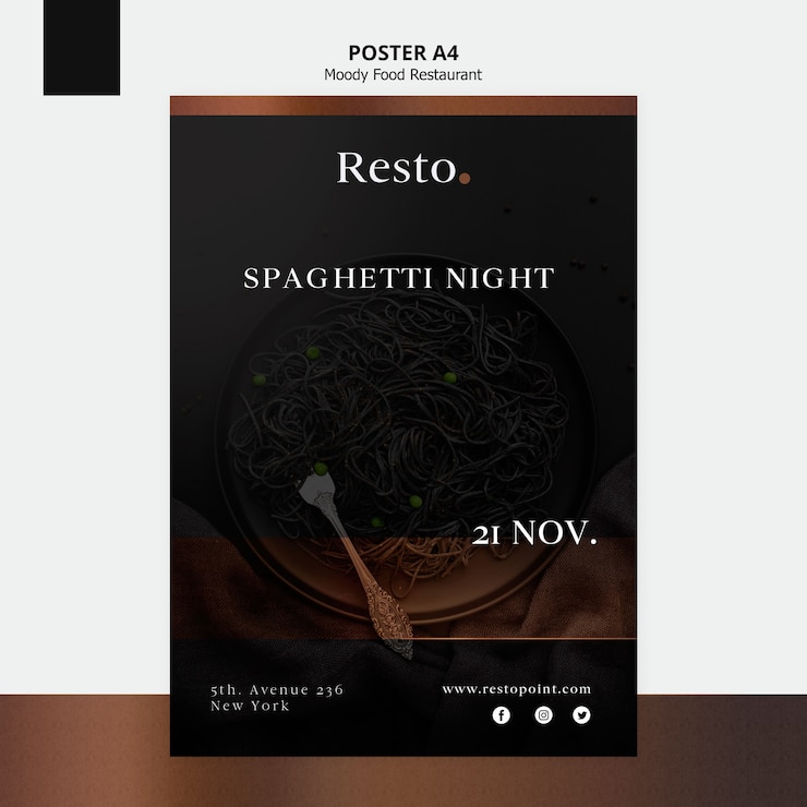 PSD gratuito modello del manifesto di cibo lunatico