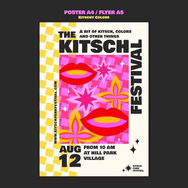 Modello del manifesto di colori kitsch