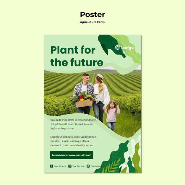 Modello del manifesto di concetto dell'azienda agricola di agricoltura