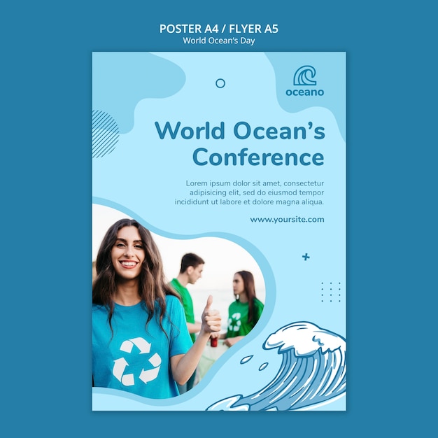 Modello del manifesto di giornata mondiale dell'oceano