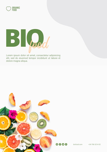 Modello dell&#39;aletta di filatoio dell&#39;alimento bio con la foto