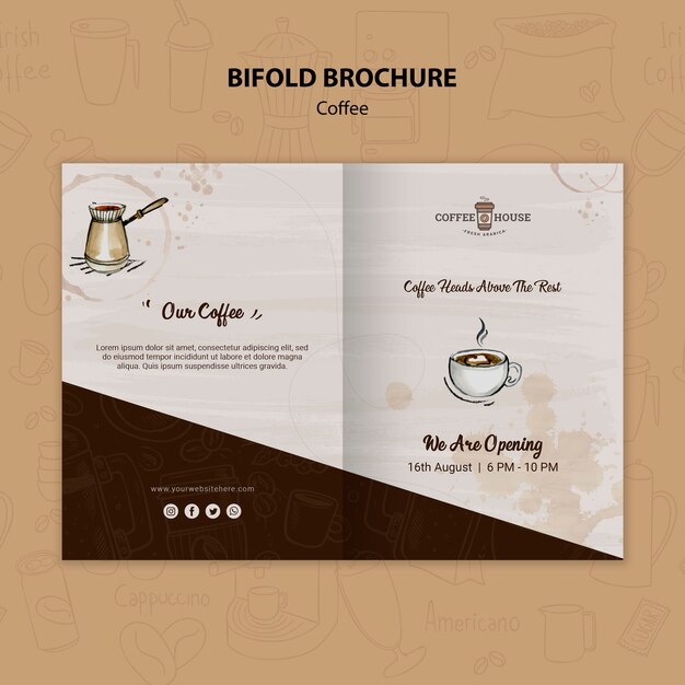 Modello dell'opuscolo bifold caffetteria