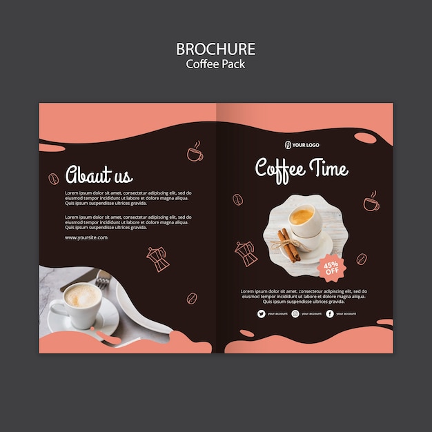 Modello dell'opuscolo con caffè