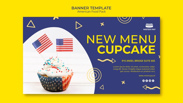 PSD gratuito modello della bandiera con cibo americano