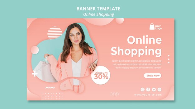 Modello della bandiera con il concetto di acquisti online
