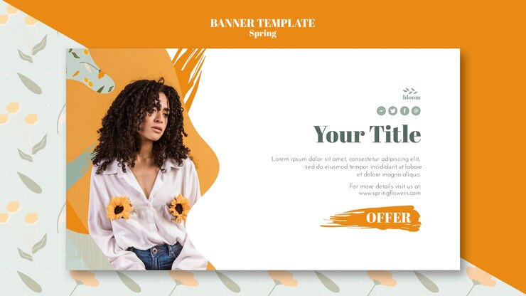 PSD gratuito modello della bandiera con il concetto di primavera