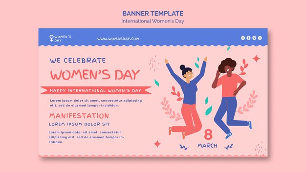 Modello della bandiera del giorno delle belle donne illustrato