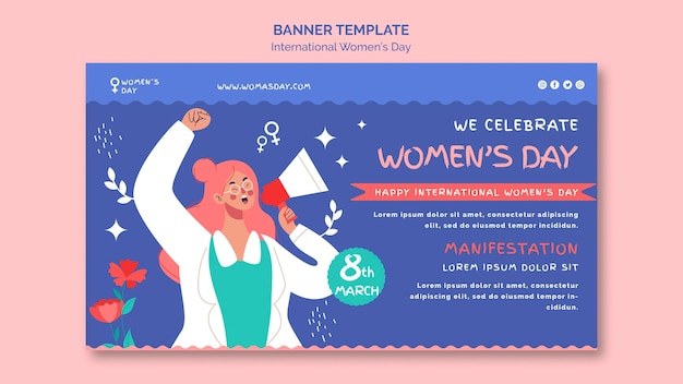 Modello della bandiera del giorno delle belle donne illustrato