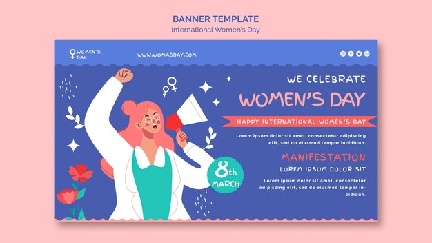 Modello della bandiera del giorno delle belle donne illustrato