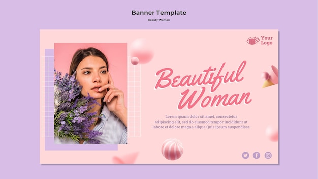 Modello della bandiera di concetto di donna di bellezza