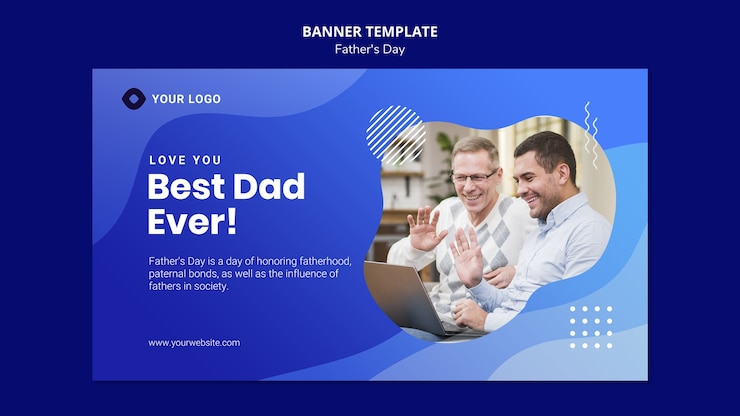 PSD gratuito modello della bandiera di festa del papà