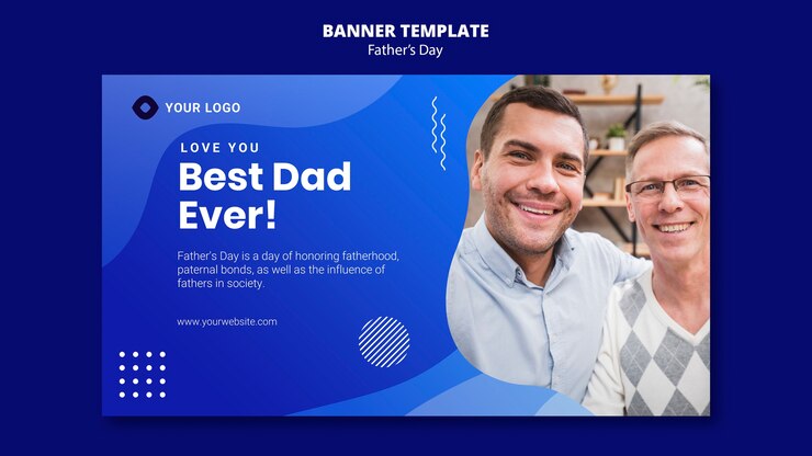 PSD gratuito modello della bandiera di festa del papà