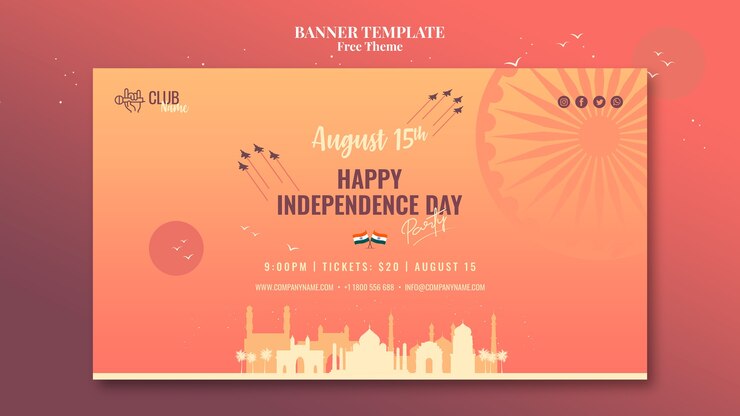 PSD gratuito modello della bandiera di festa dell'indipendenza