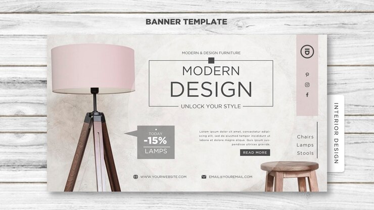 PSD gratuito modello della bandiera di interior design