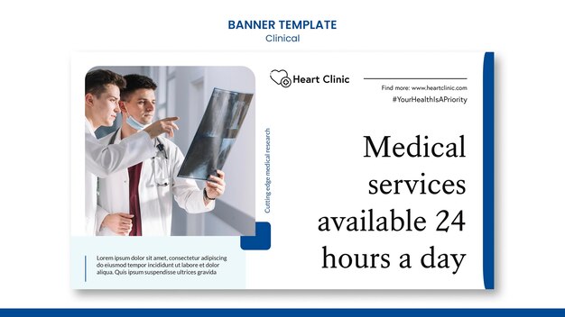 Modello della bandiera di servizi medici con foto