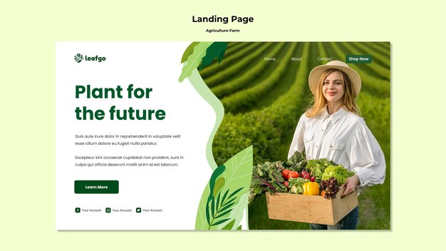 Modello della pagina di atterraggio di concetto dell'azienda agricola di agricoltura
