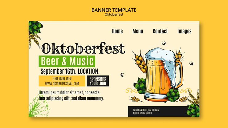 PSD gratuito modello della pagina di destinazione della celebrazione dell'oktoberfest
