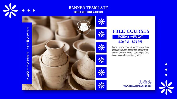 PSD gratuito modello di annuncio di banner creazioni in ceramica