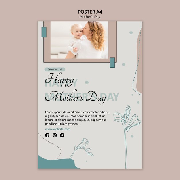 Modello di annuncio di poster festa della mamma