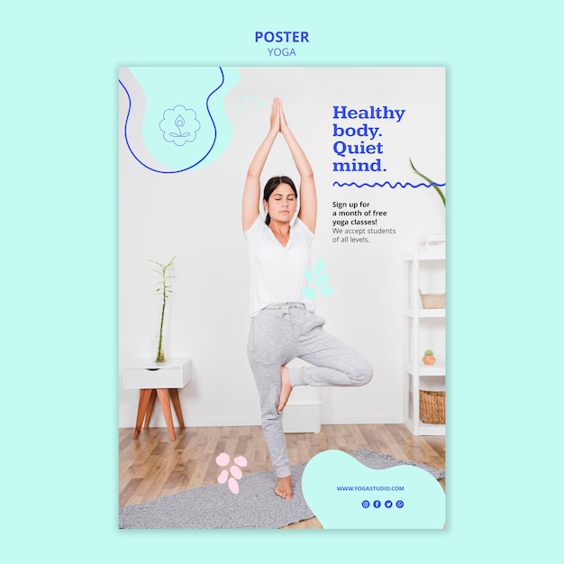 Modello di annuncio di poster yoga