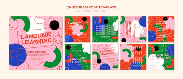 Modello di apprendimento delle lingue dal design piatto