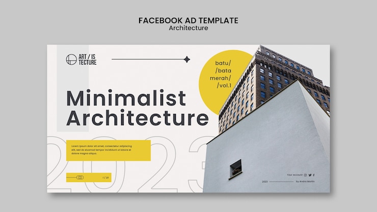 PSD gratuito modello di architettura dal design piatto