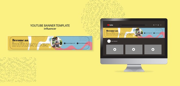 PSD gratuito modello di arte del canale youtube influencer design piatto