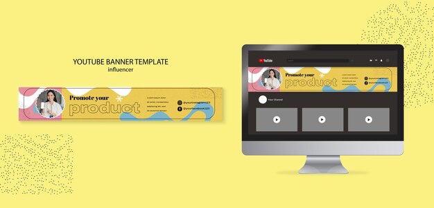 Modello di arte del canale youtube influencer design piatto