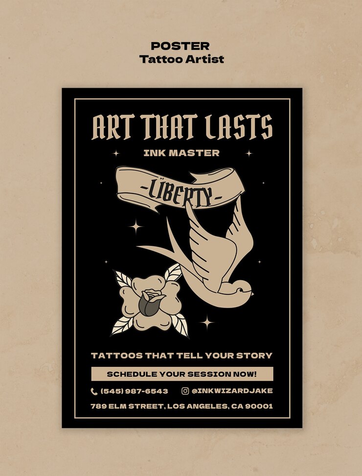 PSD gratuito modello di artista del tatuaggio