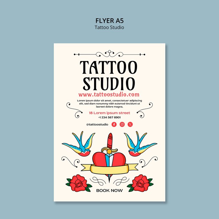 PSD gratuito modello di artista del tatuaggio