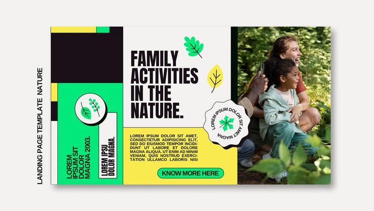 PSD gratuito modello di attività familiari design piatto