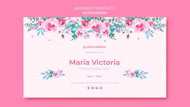 Modello di bandiera colorata Quinceañera