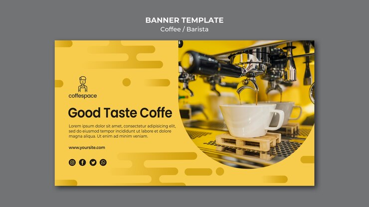 PSD gratuito modello di bandiera del concetto di caffè