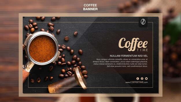 Modello di bandiera del concetto di caffè