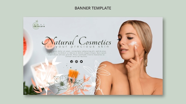 Modello di bandiera del negozio di cosmetici naturali