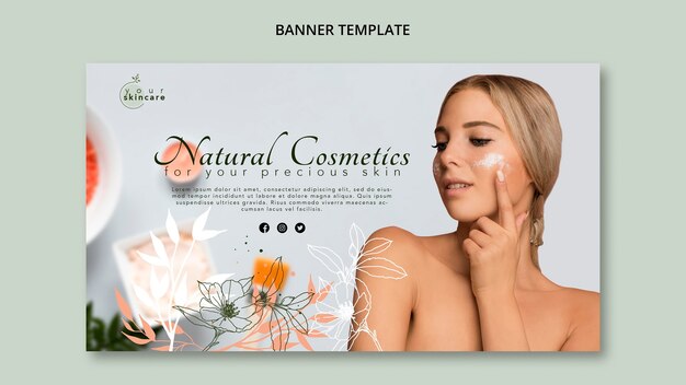 Modello di bandiera del negozio di cosmetici naturali