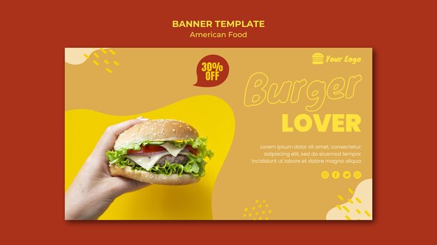 Modello di bandiera di cibo americano