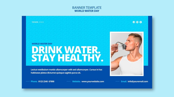 PSD gratuito modello di bandiera giornata mondiale dell'acqua
